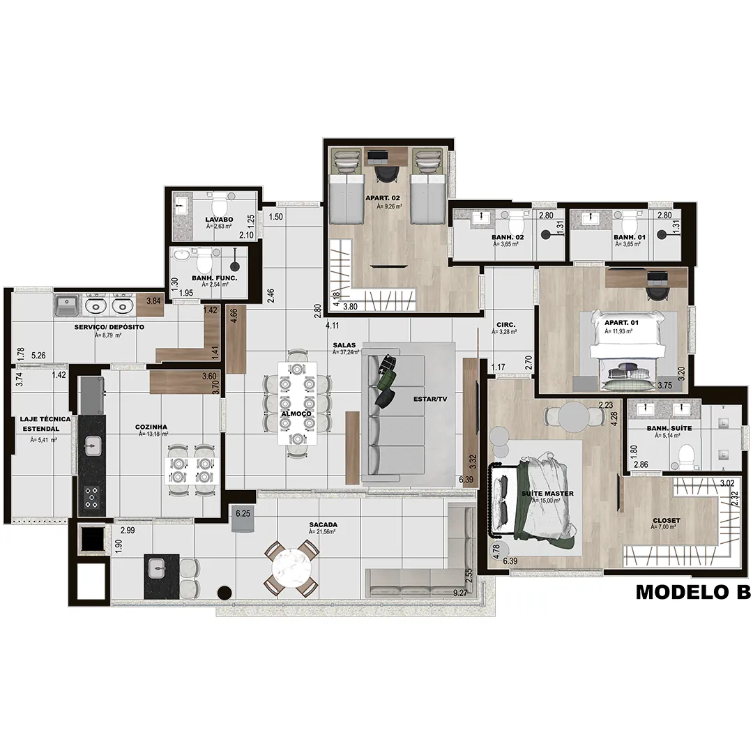 Planta Modelo B do Legacy - 174 m²