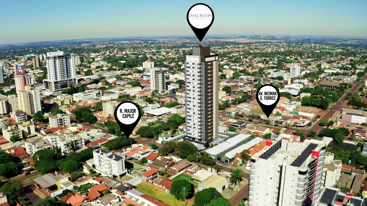 Localização aérea do Phenom Residence em Dourados