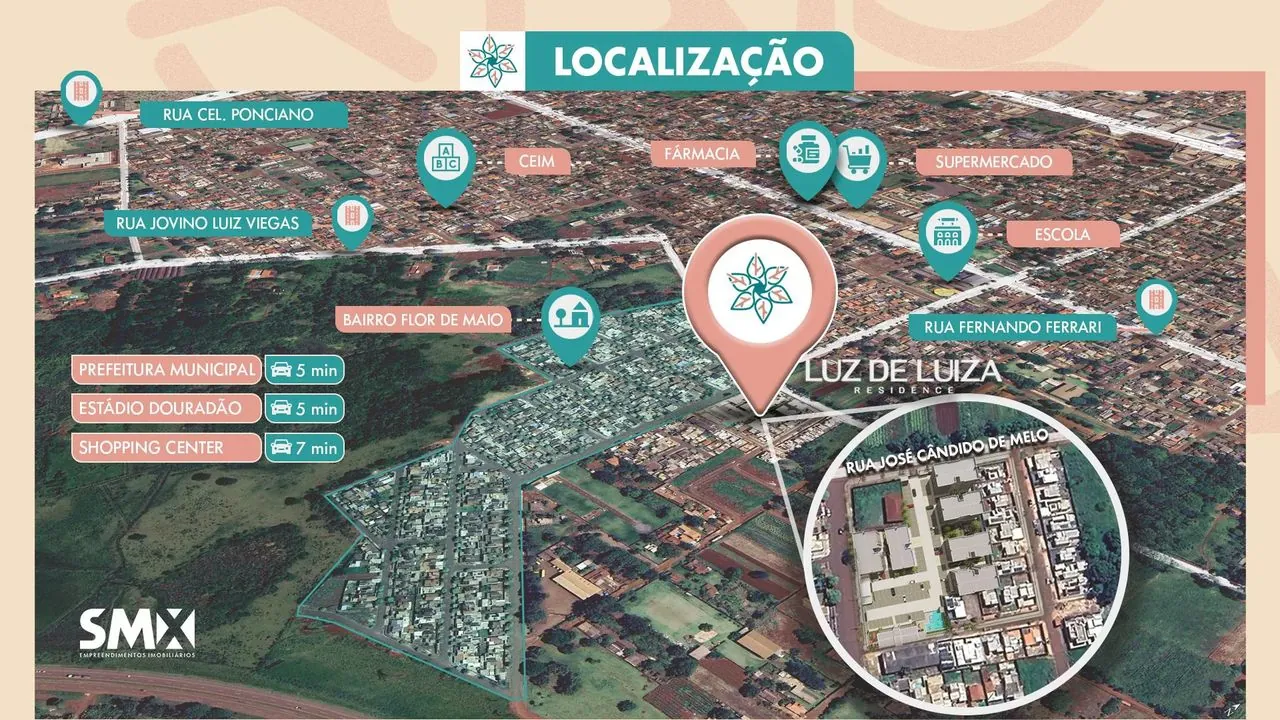 Mapa de localização do Luz de Luiza Residence em Dourados MS